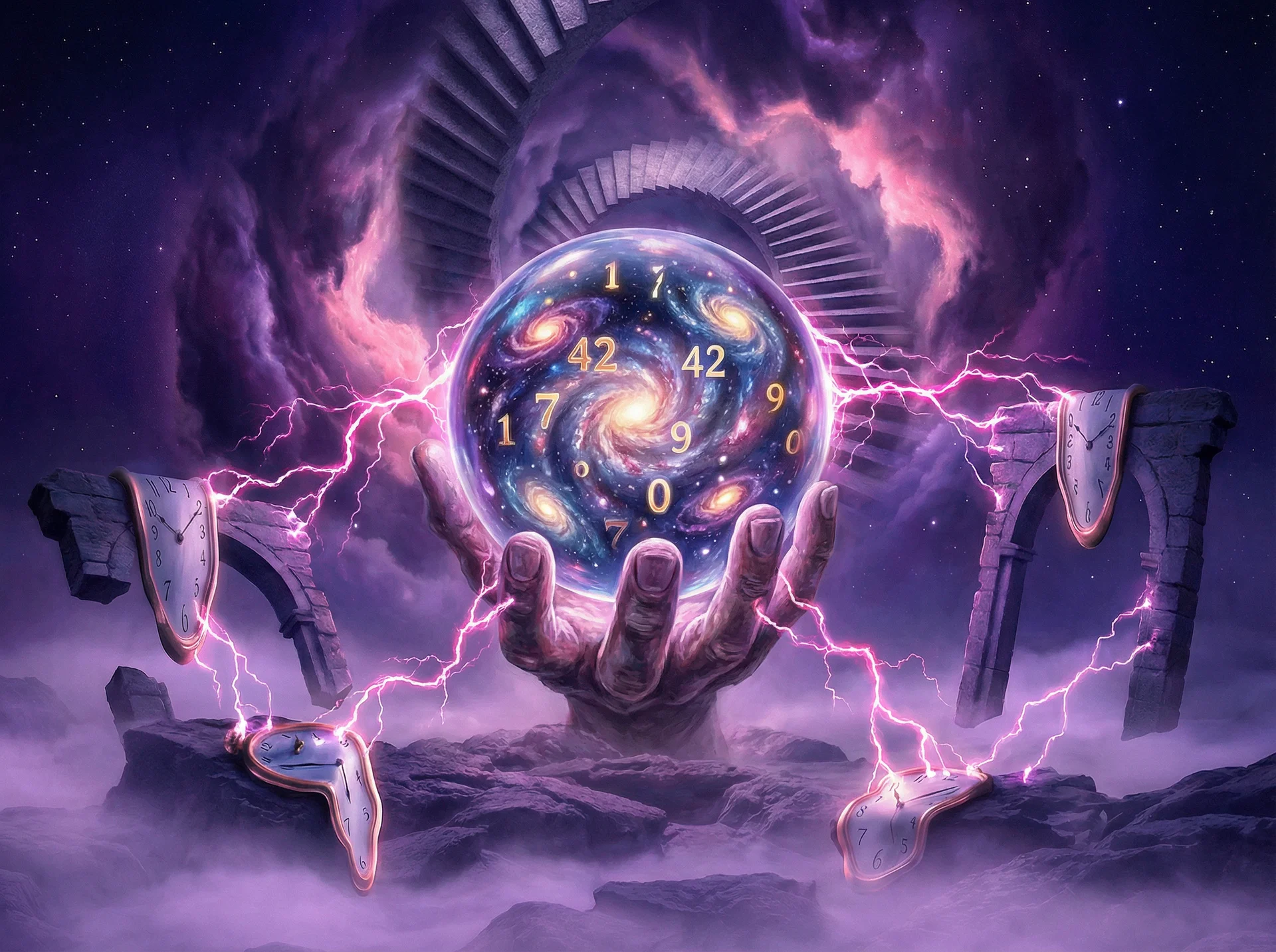 超现实艺术作品 - 命运之手与水晶球，重庆时时彩 灵感画作